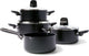 Greenpan Memphis Kochpfannenset 7-teilig – 16 18 20 24 cm – 1,6 2,1 3,1 4,9 l – PFAS-freie Antihaftbeschichtung – Induktionskochpfanne – Keramikpfanne – ofenfest bis 160 °C – Kaltgriffe – mit Glasdeckel – schwarz