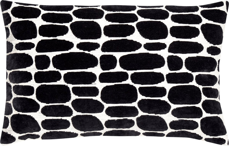 Woood Anwar Kissen – Samt – gebrochenes Weiß und Schwarz – 40 x 60 x 10 cm