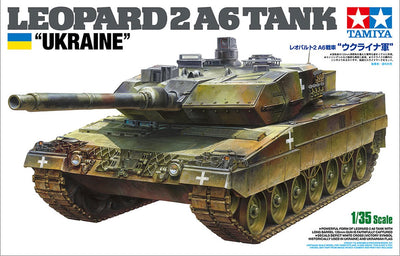 Tamiya Modellbausatz Militärfahrzeuge – 25207 Panzer Leopard 2a6 – ukrainischer Kunststoff – 1:35 – Modellbau