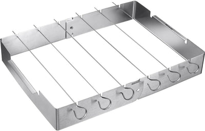 Markenloses Sans-Marque-Grillspießhalter-Set – Grillspieße – gleichmäßiges Grillen – faltbares Design – 7-teilig – silberfarben