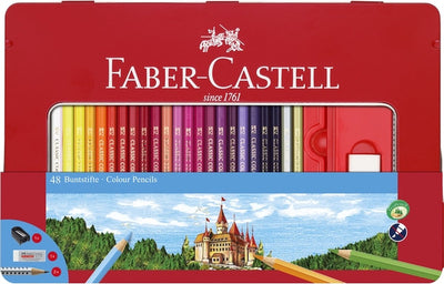 Faber-Castell Buntstifte – Schloss – Dose 48 Farben mit Zubehör – FC-115888