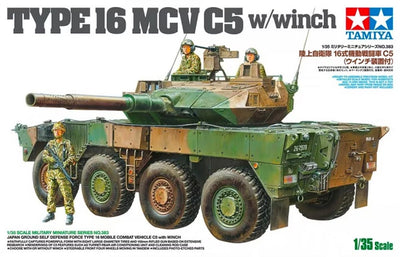 Tamiya Modellbausatz Militärfahrzeuge – 35383 JGSDF Typ 16 MCV C5 W Winde Kunststoff – 1:35 – Modellbau