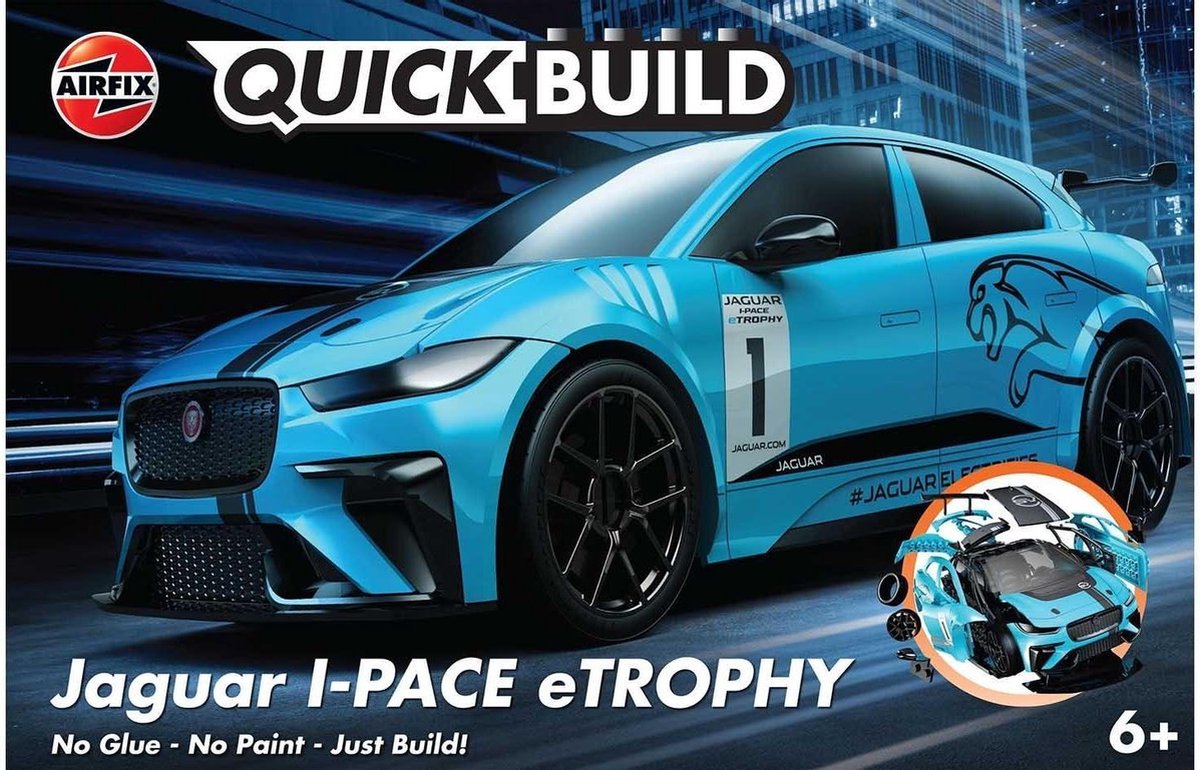 Airfix-Modellbausatzauto – J6033 Quickbuild Jaguar I-P Etrophy Plastic – Modellbausatz