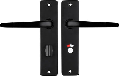 Starx Türgriff schwarz – Türbeschläge – Türschild mit WC-Schloss (WC63 – 8) – Türgriff-Daumen