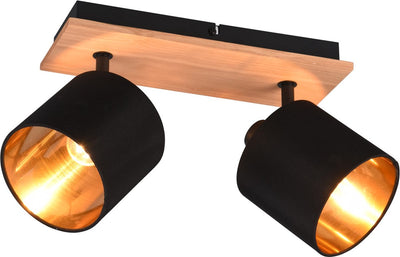 Rl Live Your Light Reality Tommy Spot – Holzfarbe – exkl. 2 x e14 - Rechteck - Schwarz-Gold
