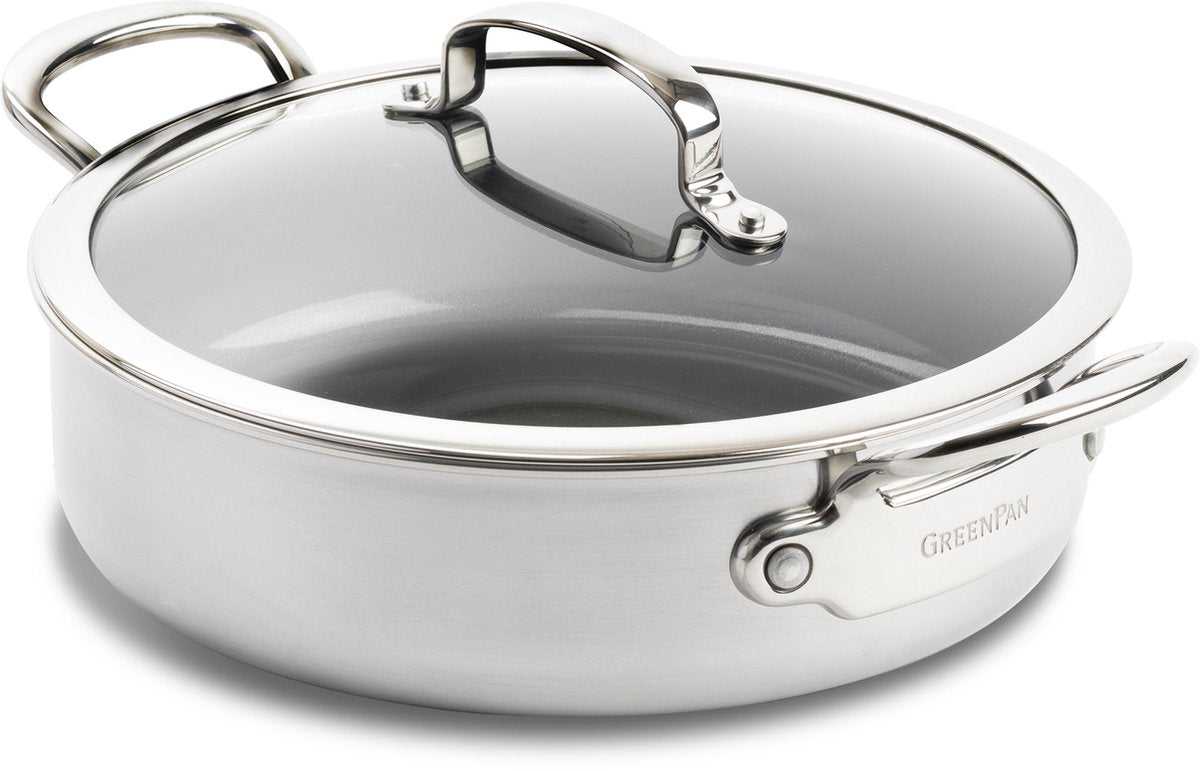Greenpan Premiere Schmortopf mit Deckel und 2 Griffen – 26 cm, 3,8 l