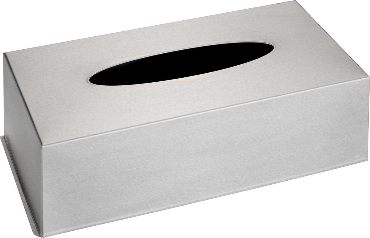 Wenko Taschentuchbox Edelstahl matt 25x12x8cm - Taschentuchbox Edelstahl - Taschentuchhalter - Taschentuchbox - Taschentuchbox stehend oder wandhängend, mit Boden