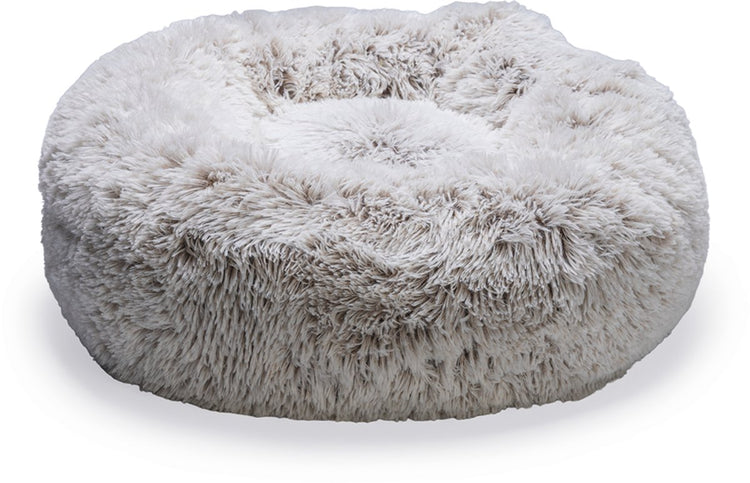Beeztees Siba – orthopädisches Hundebett – Donut-Hundebett – flauschig – beige – 60 x 60 x 25 cm