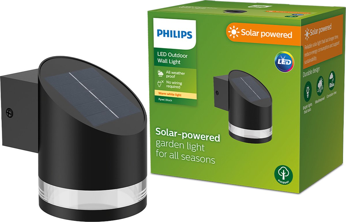 Philips LED Philips Fyve Solar-Wandleuchte – Schwarz