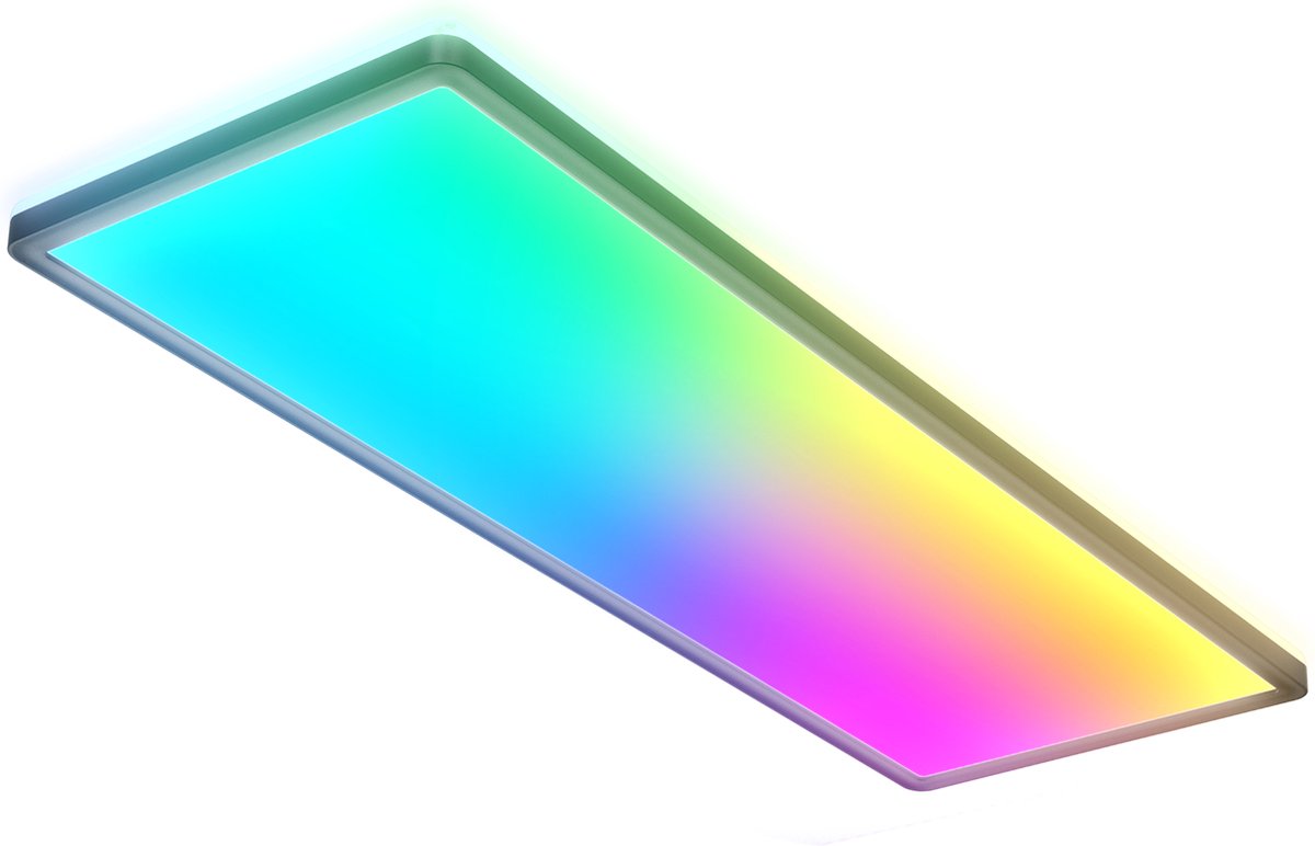 B.K. Licht - RGB LED Deckenleuchte - Schwarz - Dimmbar - mit indirektem Licht - Farblicht - mit Fernbedienung - L: 58cm