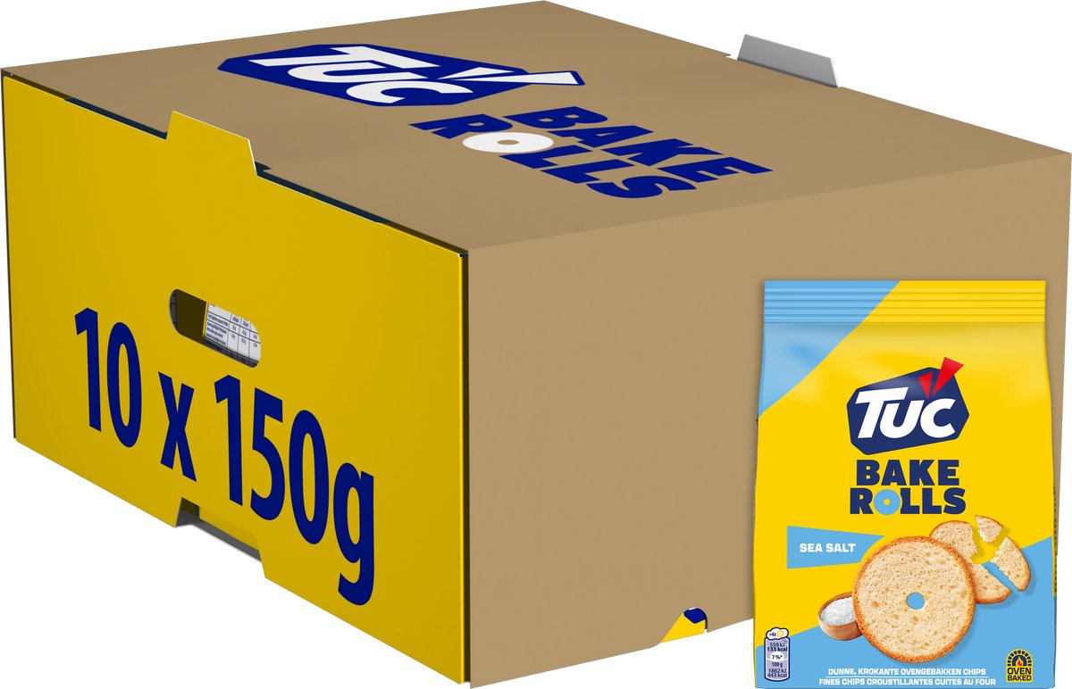 Tuc Bake Rolls Cracker Salz 10 x 150 g – für Getränke – Brezeln – Cracker – Snack – schön mit dem Film – Toast – Toasts – Salz