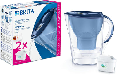 Brita - Wasserfilterkanne - Marella Cool - 2,4l - Blau - inkl. 2 Maxtra Pro All-in-1-Wasserfilterkartuschen – Vorteilspack