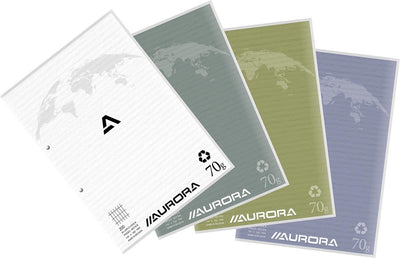 Aurora-Kursblöcke – kariert – recycelt – 70 g – A4 – 100 Blatt – 10 Schreibblöcke