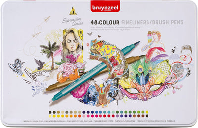 Bruynzeel Kreatives Fineliner Pinsel Pinsel Set 48 Farben
