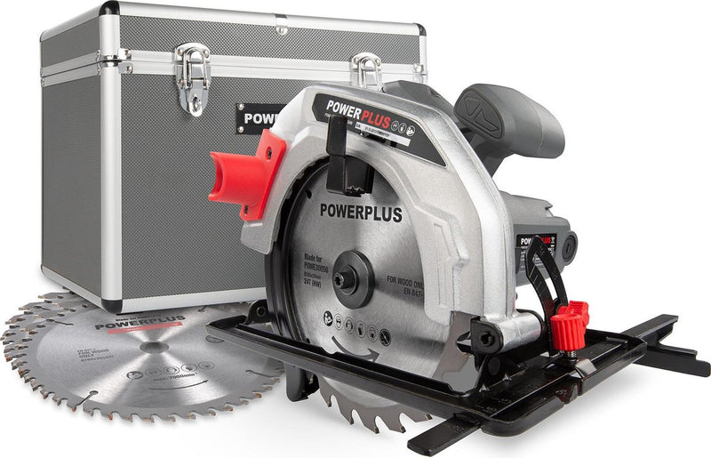 Powerplus elektrische Kreissäge Poweset4 – 1200 W Kompaktwerkzeug, ø185 mm – Seitenführung – mit 4 Zubehörteilen.