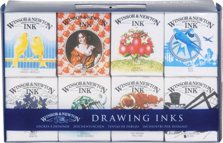 Winsor Newton 1090093 Zeichentintenset – Henry Ink Collection – 8 × 14 ml Zeichenfarben