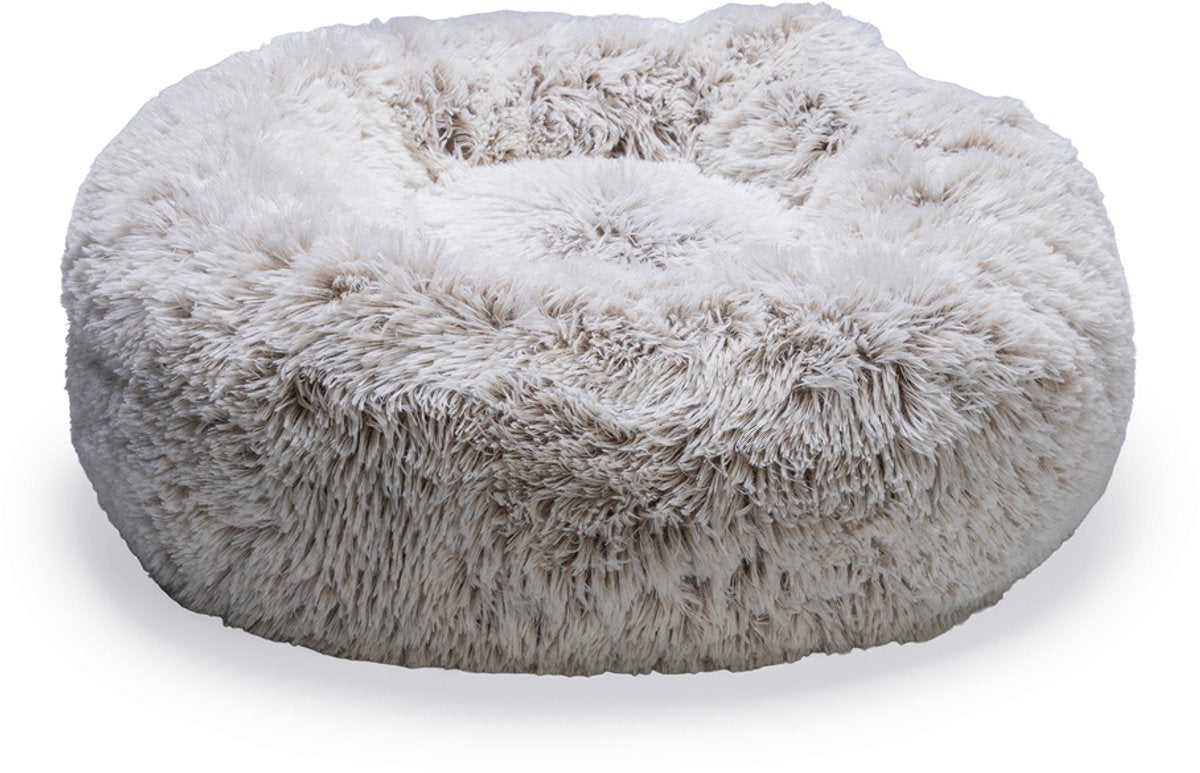 Beeztees Siba – orthopädisches Hundebett – Donut-Hundebett – flauschig – Beige – 70 x 70 x 25 cm