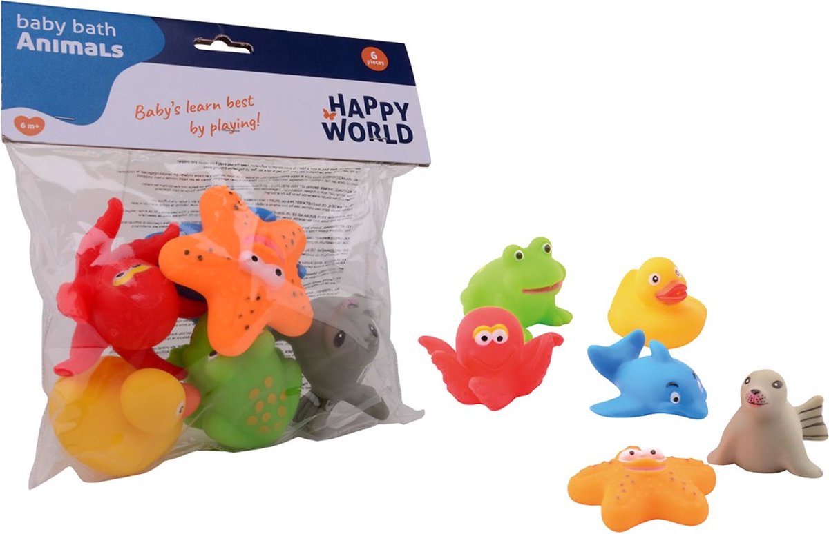 Johntoy Happy World Bath Toys, 6dlg.