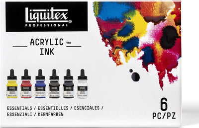 Liquitex 3699314 professionelles Acryltintenset – Essentials 6×30ml – hochpigmentierte, wasserbeständige Acryltinte