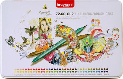Bruynzeel Kreatives Fineliner Pinsel Pinsel Set 72 Farben