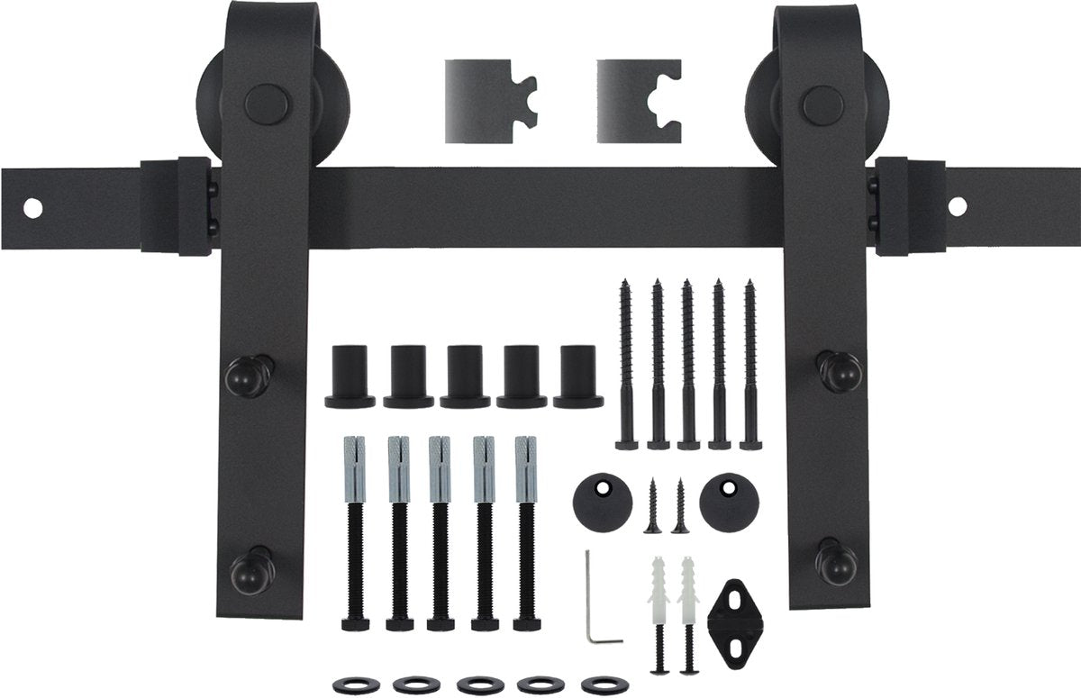 Starx Schiebetürsystem - Mattschwarz - Komplettset - 2 Meter - Industriell