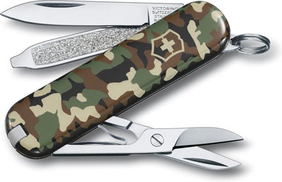 Victorinox kleines Taschenmesser mit Schere und Schraubendreher – 7 Funktionen – klassisches SD – Tarnung