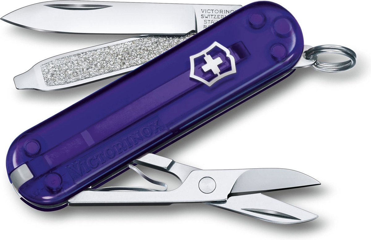 Victorinox klassisches SD transparentes Taschenmesser – persisches Indigo – 7 Funktionen