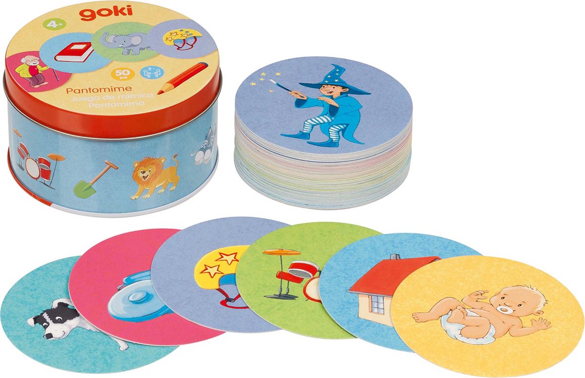 Goki Brettspiel: Zeichenspiel H5,1xDurchm.9cm, in Blechdose, Karton, 4+
