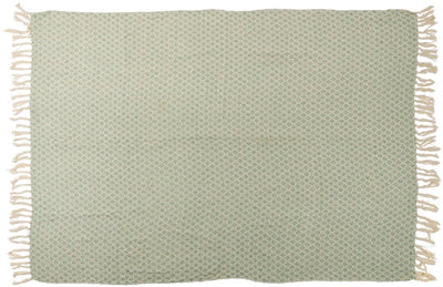 Arti Casa Baumwollplaid – 130 x 170 cm – Dekodecke mit Fransen – Grün Natur