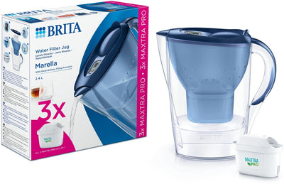 Brita - Wasserfilterkanne - Marella Cool - 2,4l - Blau - inkl. 3 Maxtra Pro All-in-1-Wasserfilterkartuschen – Vorteilspack