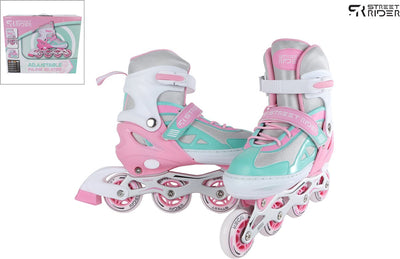 Street Rider Inline Skeelers Pink Green Verstellbar, Größe 29-32