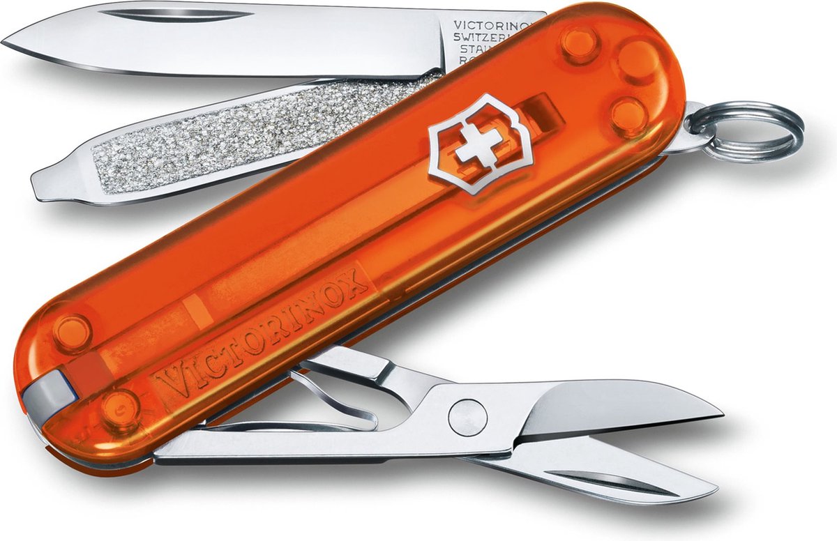Victorinox klassisches SD transparentes Taschenmesser – Feueropal – 7 Funktionen