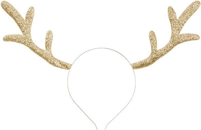 Partydeco Stirnband Weihnachten Gold - Geweih - Dekoration - Haarschmuck - Weihnachtsmütze - Glitzer - Weihnachten - xmas