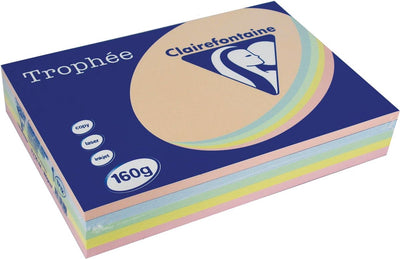 Clairefontaine – Trophäe Pastell – A4 – verschiedene Farben – 160 Gramm – 5 x 50 Blatt