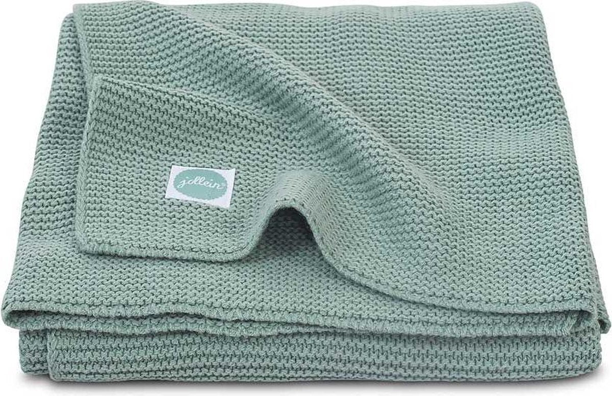 Jollein Babydecke für Kinderbett 100 x 150 cm – Grundstrick – Waldgrün