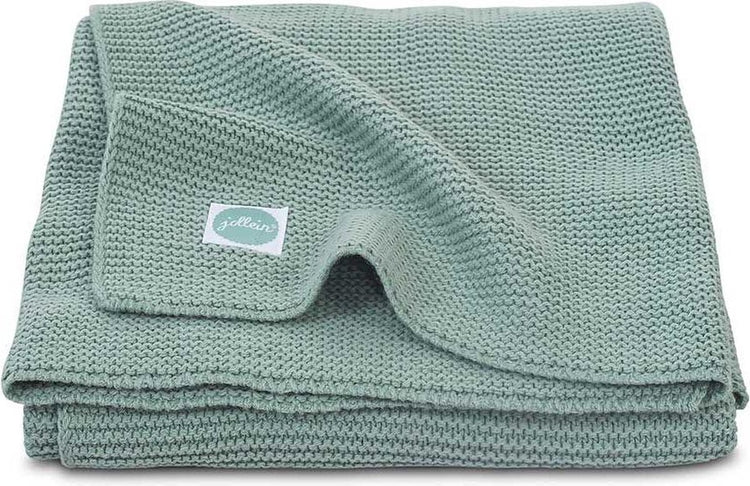 Jollein Babydecke für Kinderbett 100 x 150 cm – Grundstrick – Waldgrün