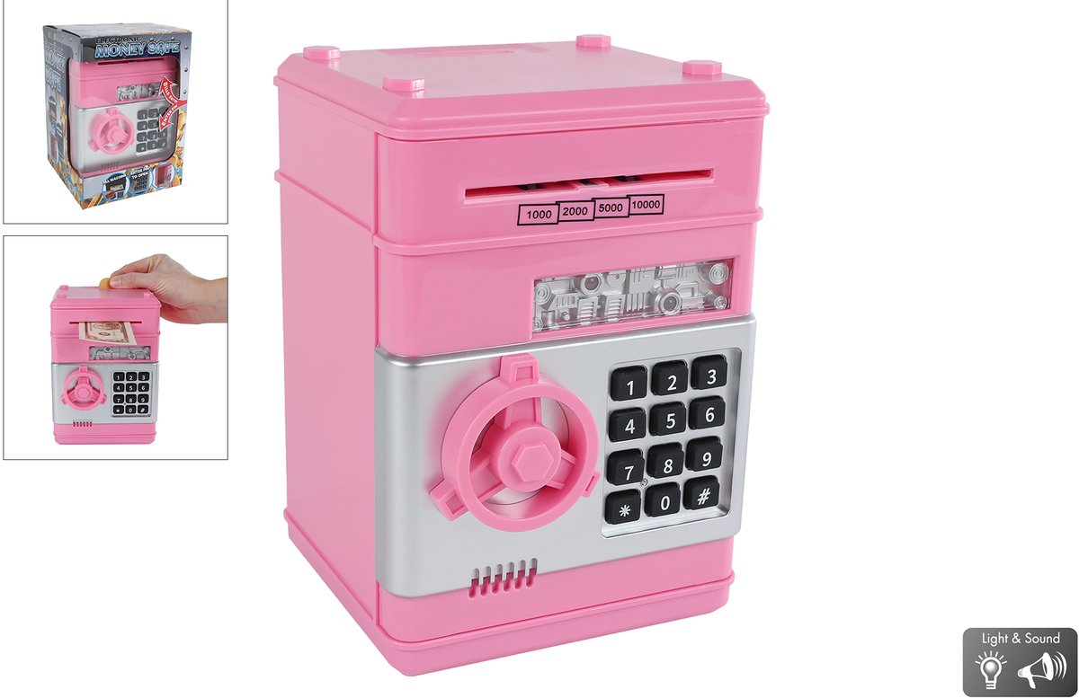 Geldtresor mit Geheimcode rosa, 19,5cm