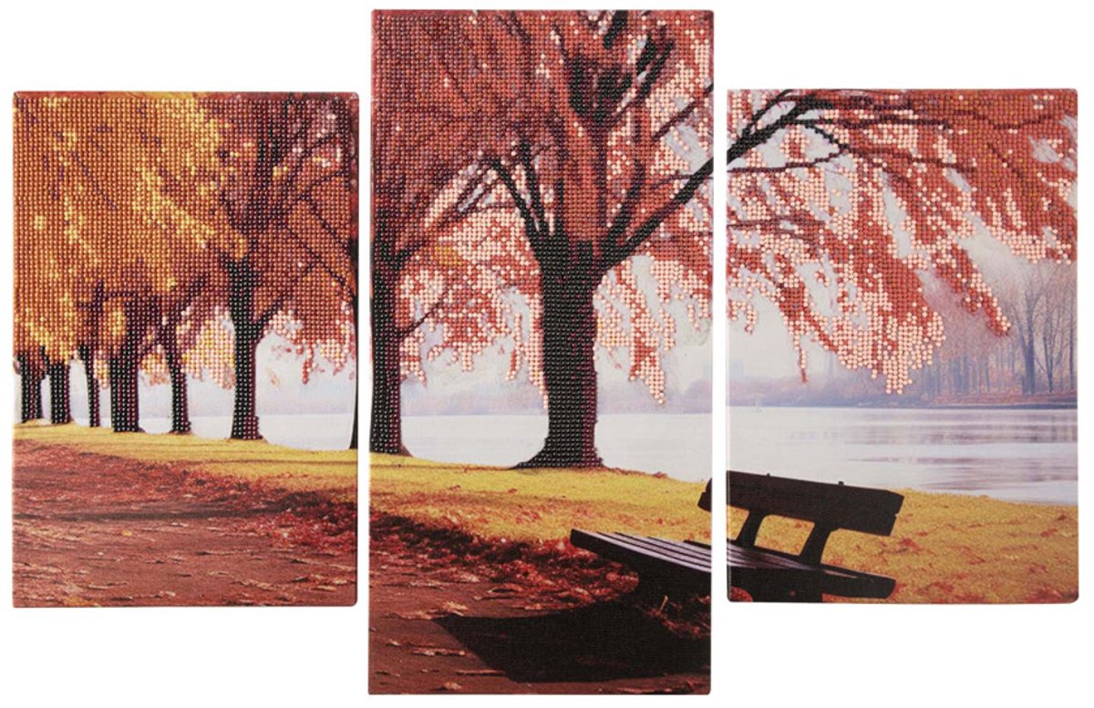Kreative Bastelgruppe, Diamantmalerei, Triptychon-Landschaft