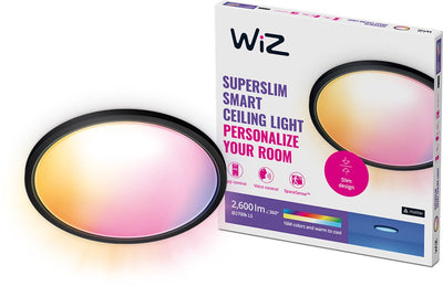 Wiz Deckenleuchte superschlank – Durchmesser: 43 cm – farbiges und weißes Licht – intelligente LED-Beleuchtung – integrierte LED – 22 W – Schwarz – WLAN
