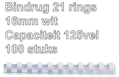 Binderücken GBC Kunststoff A4 16 mm weiß Kapazität 145 Blatt