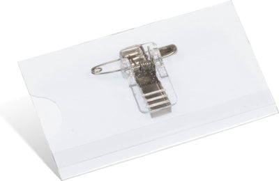 Kangaro-Namensschild – 40 x 75 mm – mit Clip, Pin und Einsteckkarten weiß – Box 24 Stück – k-44100