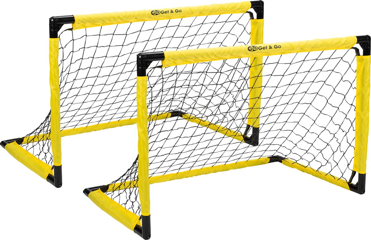 Get go Fußballtor faltbar 2er Set – 91x61x61 cm – Fußballtor für Kinder – Schwarz Gelb