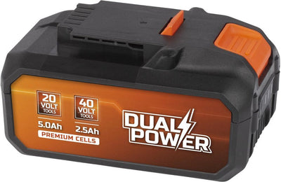 Powerplus Dual-Power-Akku powdp9037 – 2 x 20 V, 5,0 Ah, 2,5 Ah – Akku für 20-V-40-V-Geräte – LED-Betriebsanzeige – Akku-Plattform