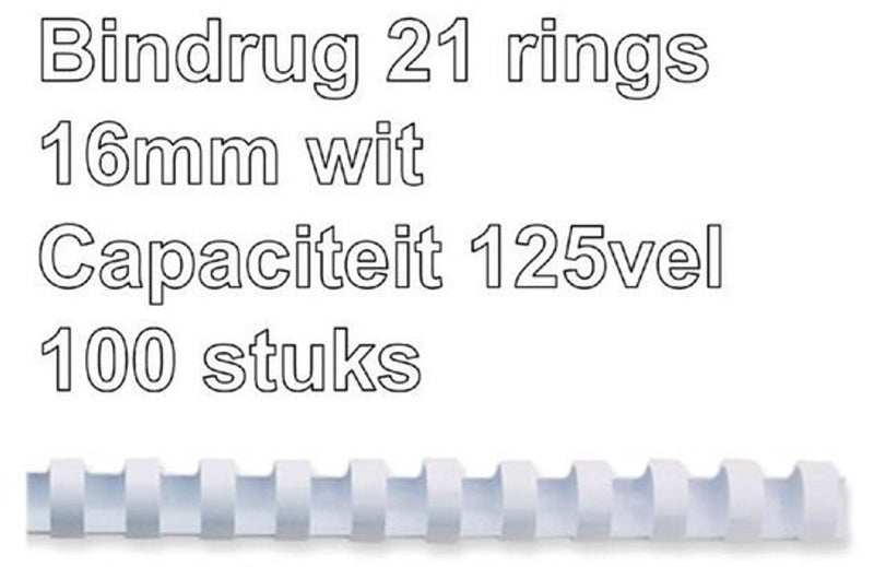 Binderücken GBC Kunststoff A4 16 mm weiß Kapazität 145 Blatt