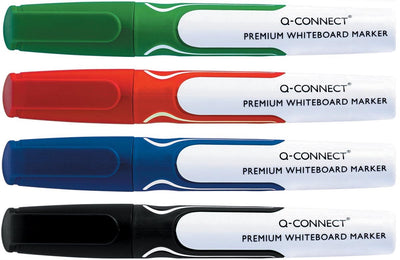 Q-connect Premium-Whiteboard-Marker | runde Spitze | Set bestehend aus 4 Teilen in verschiedenen Farben