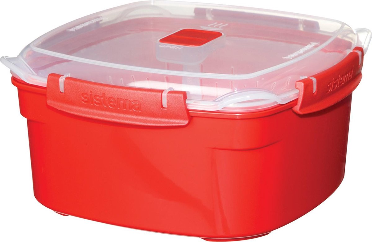 Sistema Mikrowellen-Mikrowellenbehälter – Mikrowellen-Dampfgarer – mit Deckel – rot – 3,2 l