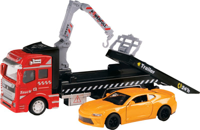 Toi-Toys Toi-Toys Schleppwagen mit Auto Rot Orange Metall