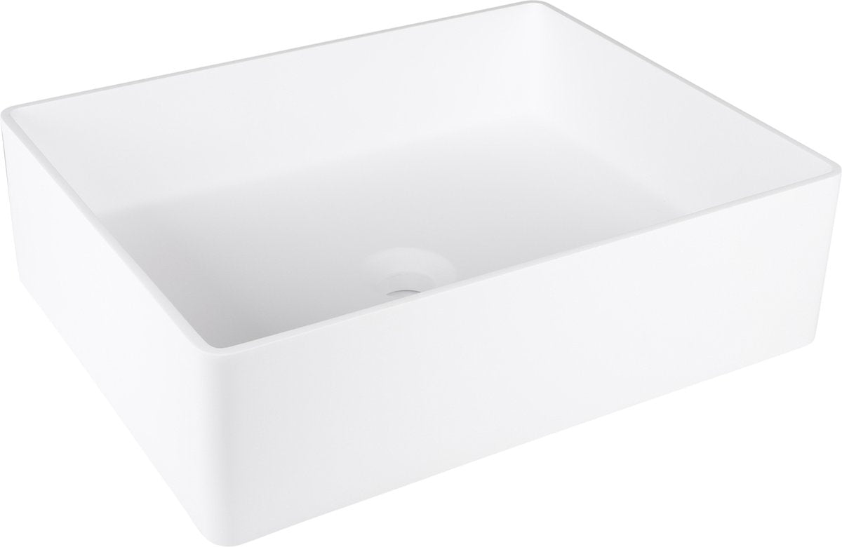 Massives Waschbecken Differnz – Aufsatz – 48,5 x 38 x 14 cm – weiß