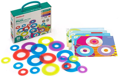 Miniland ml transparent: Mathe-Farbringe Durchmesser 9 cm, transparent, passend für Lightpad, 16 Ringe und 4 Spielkarten, 2+
