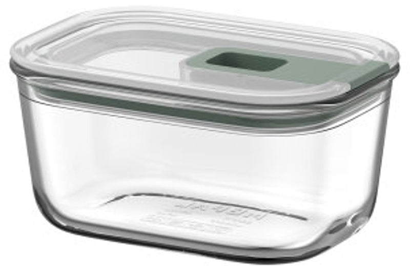 Mepal Glas-Lebensmittelbehälter Easyclip – 450 ml – Glas-Lebensmittelbehälter mit Schiebeverschluss – mikrowellengeeignet. (Dampf-)Ofen. Kühl- und Gefrierschrank – nordischer Salbei
